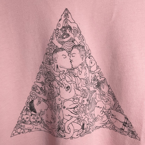 Brian Kenny Love Triangle Black Print T-Shirt S - Picture 3 of 4